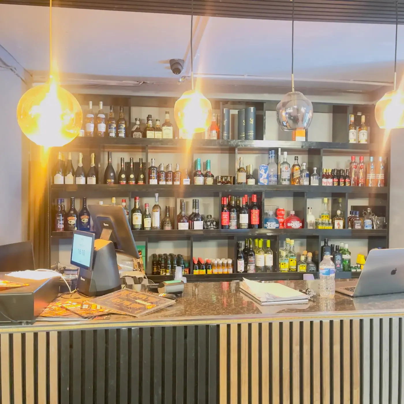 The back bar at 042 Restaurant and Bar